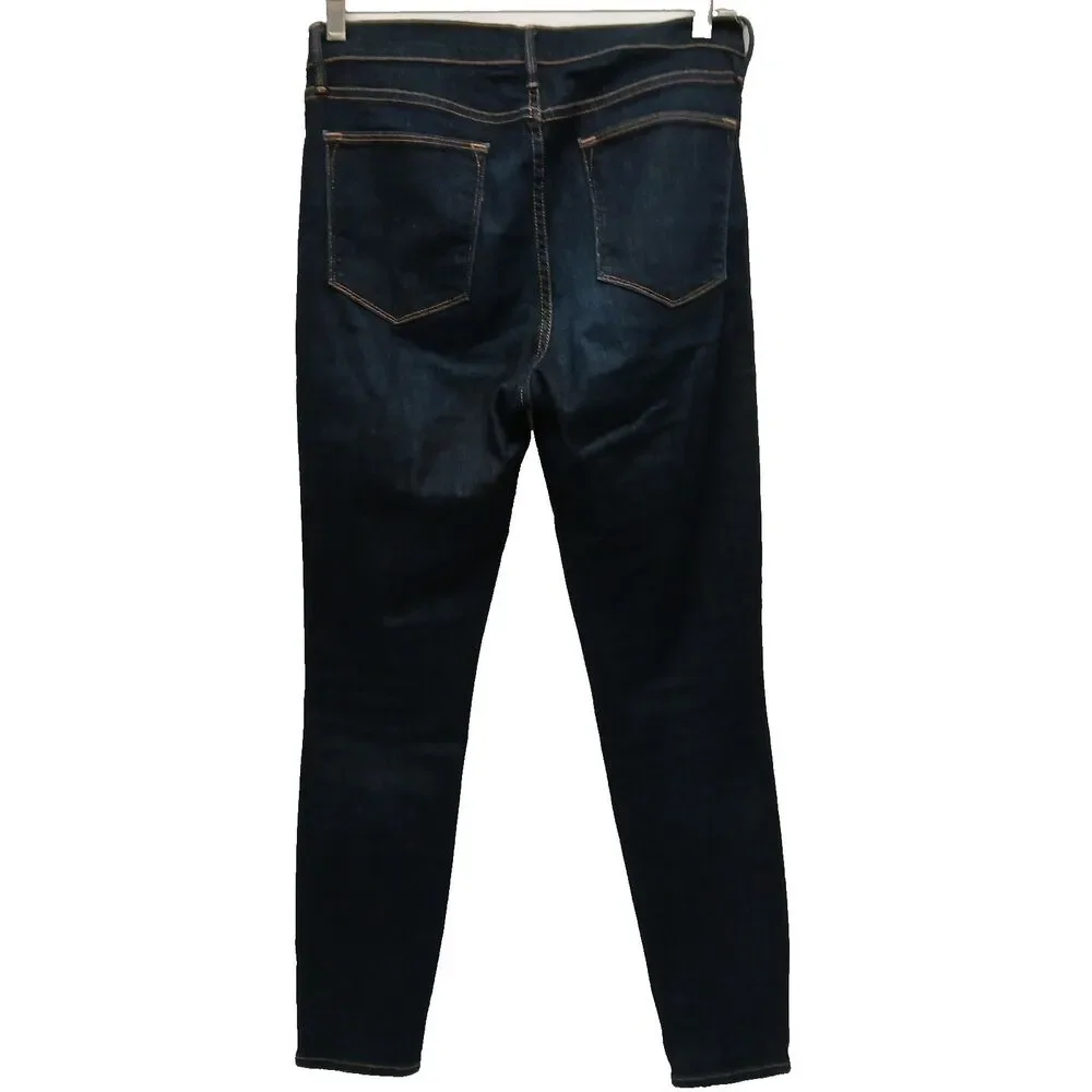 FRAME Le High Skinny Crop Jeans Womens Blue Dark Wash High Rise Stretch Dame 31